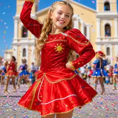 UTILISIMO - Traje Caporal Vestido Típico Tradicional Rojo 2 Piezas Juvenil Fiestas Patrias