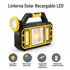 MOVI - Linterna LED Recargable Solar y USB con Power Bank Integrado