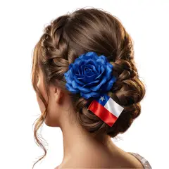 GENERICO - Set 12 Pinches De Flor Rosa Para Cabello Baile Huasa 11 Cm Color Azul