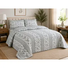GENERICO - Quilt de Verano 2 plazas con Diseño Floral B002