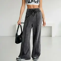 AGW - Pantalón Buzo Pre Lavado Verano Palazzo Algodón Elasticados Wide Leg.