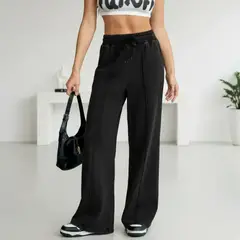 AGW - Pantalón Buzo Pre Lavado Verano Palazzo Algodón Elasticados Wide Leg.