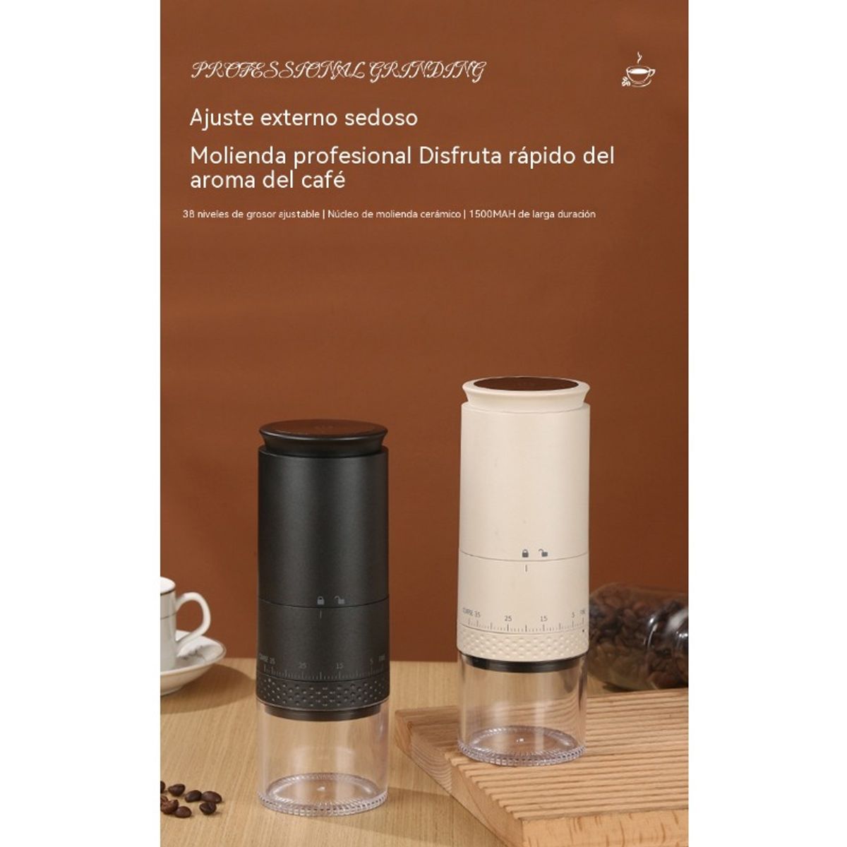 GENERICO - Molinillo de café eléctrico portátil recargable