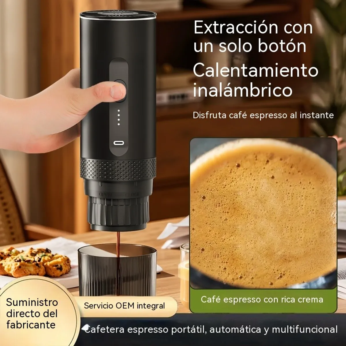 GENERICO - Cafetera de Espresso Portátil con Calentamiento