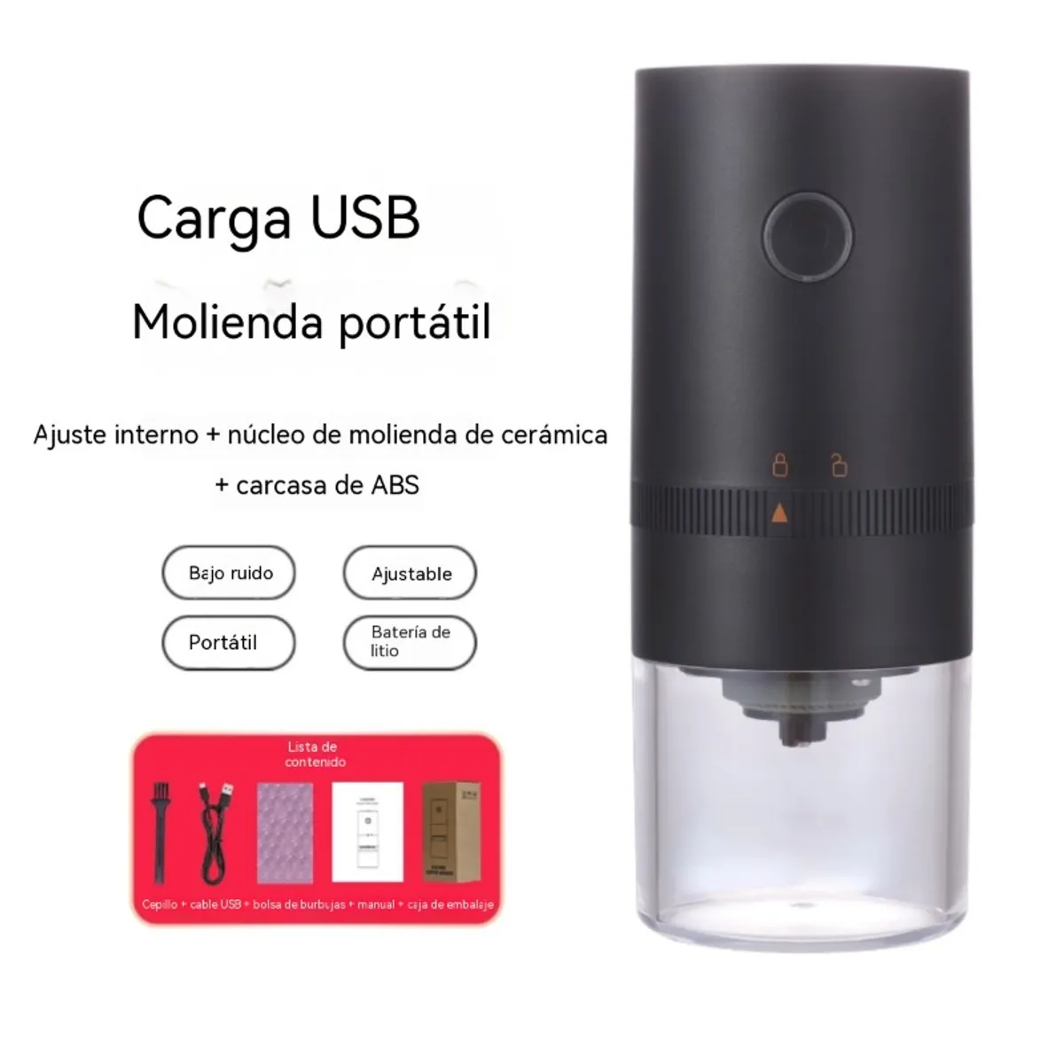 GENERICO - Molinillo Eléctrico Portátil con Carga USB