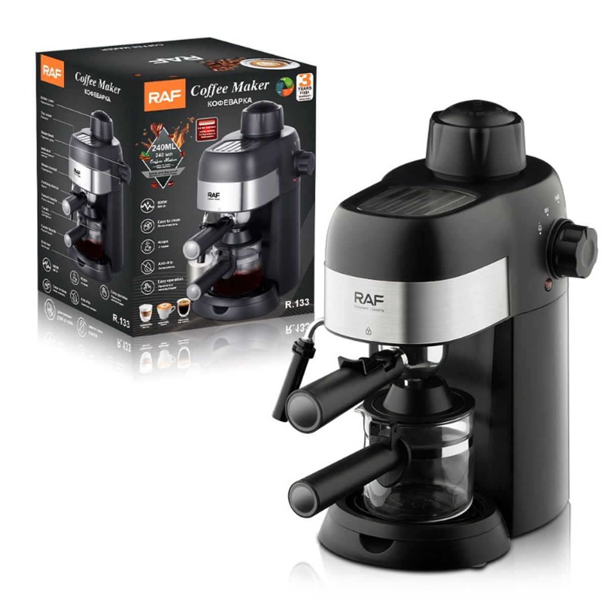 GENERICO - Cafetera Espresso Semiautomática con Vaporizador