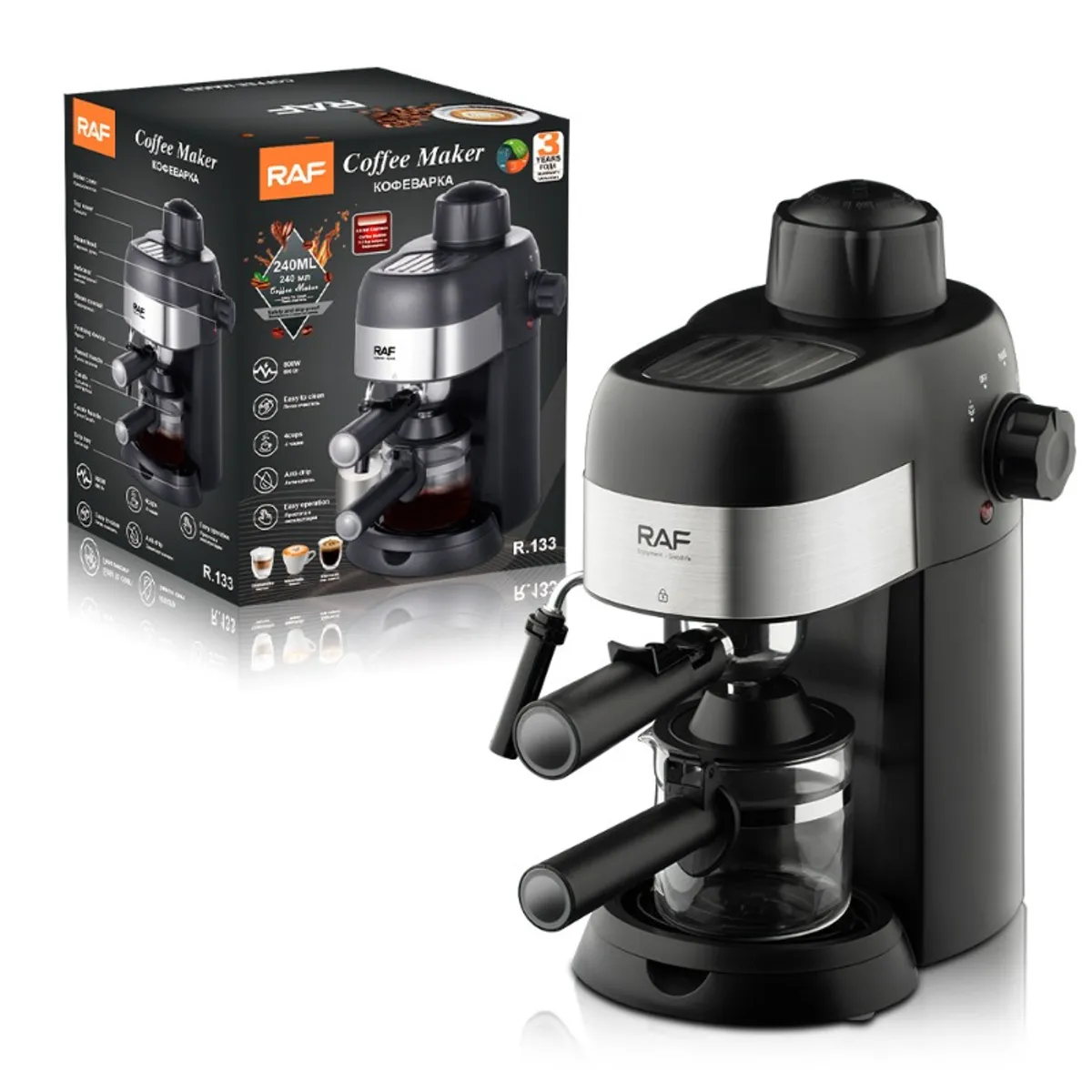 GENERICO - Cafetera Espresso Semiautomática con Vaporizador