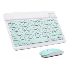 GENERICO - Teclado Bluetooth Inalámbrico Verde + Mouse Inalámbrico Recargable