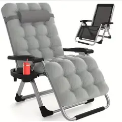 GENERICO - Silla Reposera Plegable Con Acolchada Y Porta Vasos Jardin