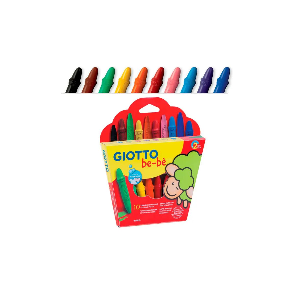 GIOTTO - Crayón Cera Lápices Giotto Bebe 10 Colores + Sacapunta