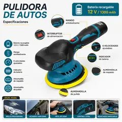 MOVI - Pulidora Orbital para Autos Inalámbrica de 6 Velocidades para Pulido y Encerado