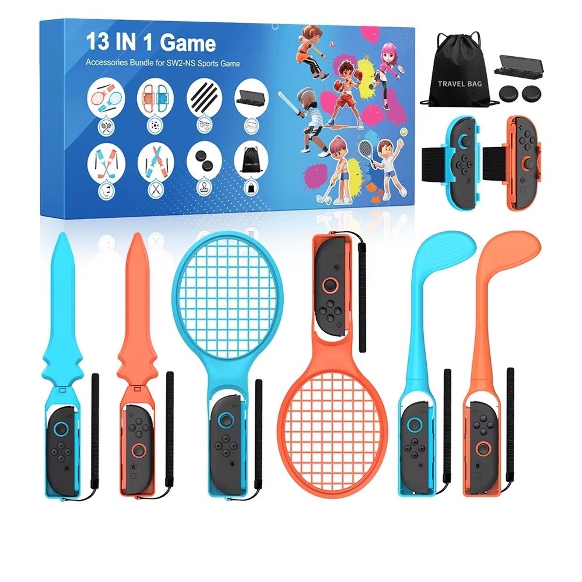 GENERICO - Pack 13 En 1 Accesorios Joycon 2 Para Switch Sports Y Resort