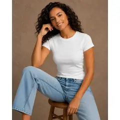 ROLY - Polera Manga Corta Mujer ajustada Tallaje Chico Pedir dos tallas mas 100% Algodon