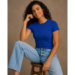 ROLY - Polera Manga Corta Mujer ajustada Tallaje Chico Pedir dos tallas mas 100% Algodon