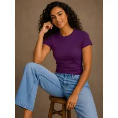 ROLY - Polera Manga Corta Mujer ajustada Tallaje Chico Pedir dos tallas mas 100% Algodon