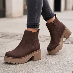 BOTELI - Botin De Mujer Cafe Gamuza