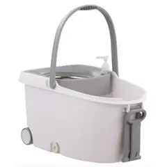 GENERICO - Trapeador Giratorio Spin Mop 360° con Cubeta de Acero Inoxidable Modelo Blanco