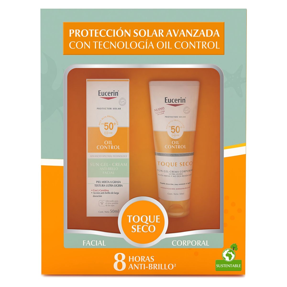 EUCERIN - Set Protector Solar Facial Anti Brillo Oil Control SPF50 50ml + Protector Facial Facial Toque Seco SPF50 50ml Eucerin