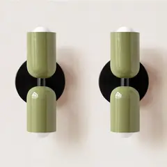 FRANZA - Pack de 2 Lámparas De Pared Verdes De Doble Cabezal Con Casquillo E27