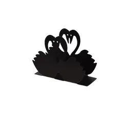 GENERICO - Servilletero de Mesa Metálico Negro Cisnes 13cm