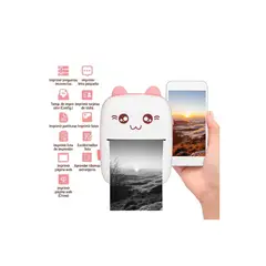 GENERICO - Mini Impresora Térmica Portátil Gatito Bluetooth Rosa