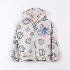 DISNEY - Polerón Abierto Niña Lilo & Stitch Flores Beige