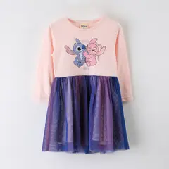DISNEY - Vestido Tul Niña Stitch & Angel Rosa