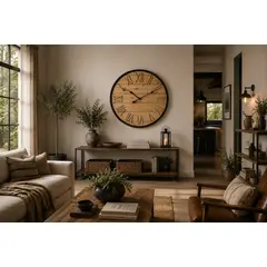 GENERICO - Reloj de Pared Rústico Madera y Cuerda 45 cm
