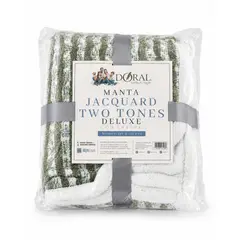 DORAL - Manta Rayada Verde Jacquard Two Tone Sherpa Neb 127 × 152 cm