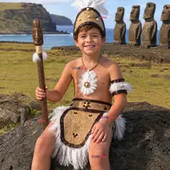 UTILISIMO - Traje Pascuense Típico Completo 4 Piezas NIño Rapa Nui Fiestas Patrias