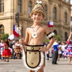 UTILISIMO - Traje Pascuense Típico Completo 4 Piezas NIño Rapa Nui Fiestas Patrias