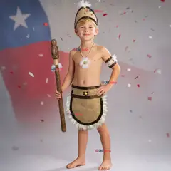 UTILISIMO - Traje Pascuense Típico Completo 4 Piezas NIño Rapa Nui Fiestas Patrias