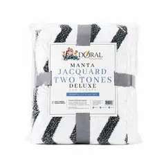 DORAL - Manta Estampada Blanca con Negro Jacquard Two Tone Sherpa Neb 127 × 152 cm