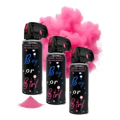 PASTELERIUSCL - Set 3 Cañones De Revelación De Género Extintores Humo Spray Rosa