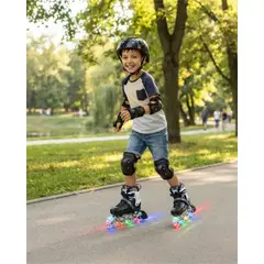 MYLHOGAR - Patines Roller En Linea Con Luces Led Mas Casco Y Protecciones Talla M