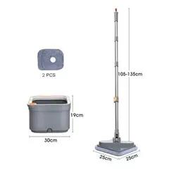 GENERICO - Mopa Giratoria 360 Con Balde Escurridor Spin Mop Microfibra