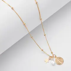 BY LAS CAYETANAS - Collar San Benito Cristal Swarovski Estrella Guía Baño Oro 18k