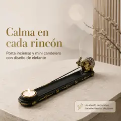 GENERICO - Portaincienso y candelero de elefante, soporte decorativo para varitas de incienso y velas