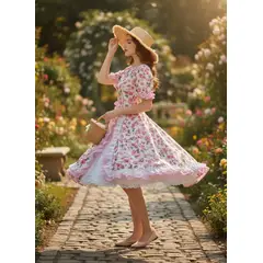 GENERICO - Vestido Huasa China Juvenil Adulto Rosado Baile Cueca Bailes Tipico Talla S a 2 XL