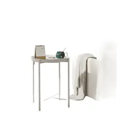 GENERICO - Mesa Auxiliar Metálica Plegable Redonda Portátil