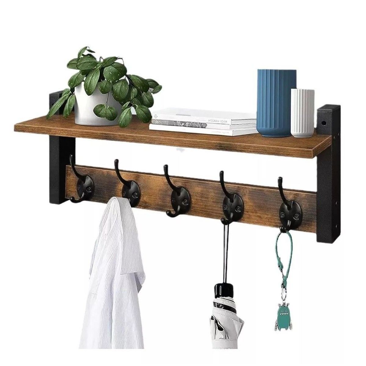 GENERICO - Repisa Perchero Estante De Pared Estantería Flotante Madera