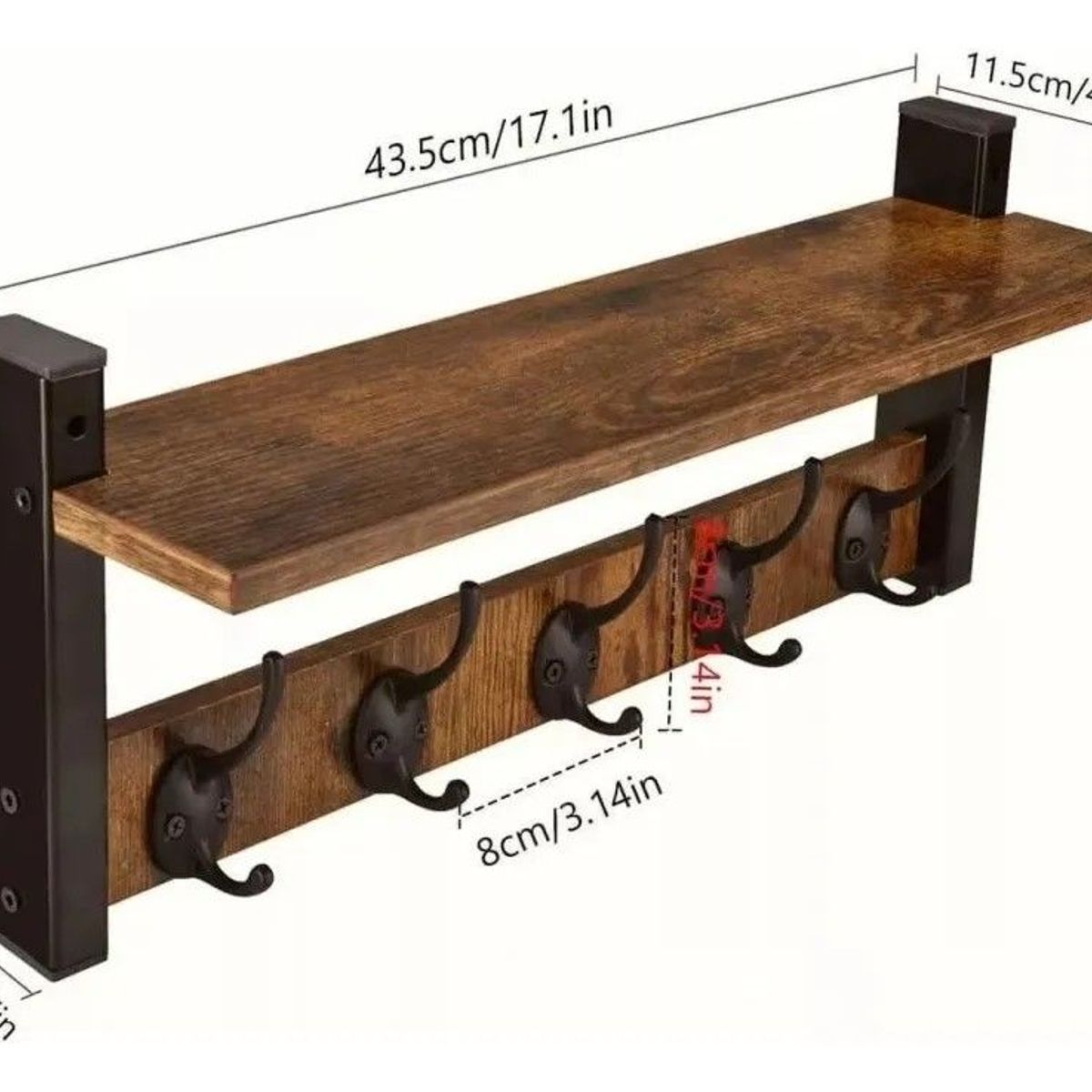 GENERICO - Repisa Perchero Estante De Pared Estantería Flotante Madera