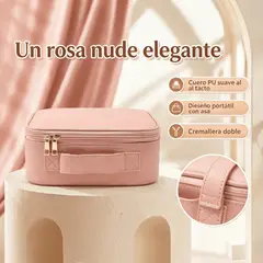 GENERICO - Estuche de maquillaje portátil con espejo LED y divisores ajustables