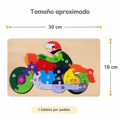 GENERICO - Rompecabezas de Madera Infantil 30x18 cm, 9 Diseños al Azar