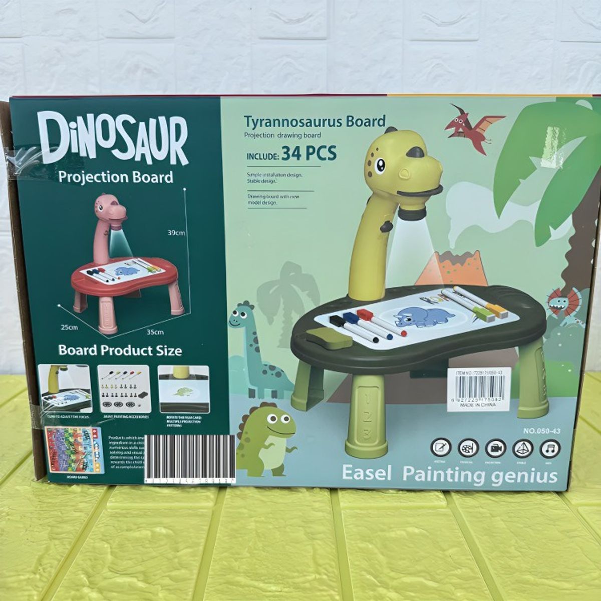 GENERICO - Mesa proyectora de dibujos interactiva con accesorios dinosaurio verde