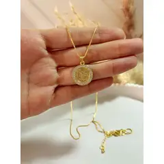 GENERICO - Collar Medalla San Benito Baño de Oro 18K Mujer