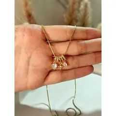 GENERICO - Collar Charm Brillos Corazon Punto de Luz Estrella Baño de Oro 18K Mujer