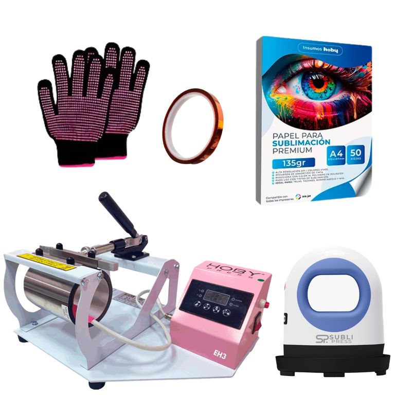GENERICO Estampadora Tazas Hoby Profesional + Mini Sublipress Kit Eh3