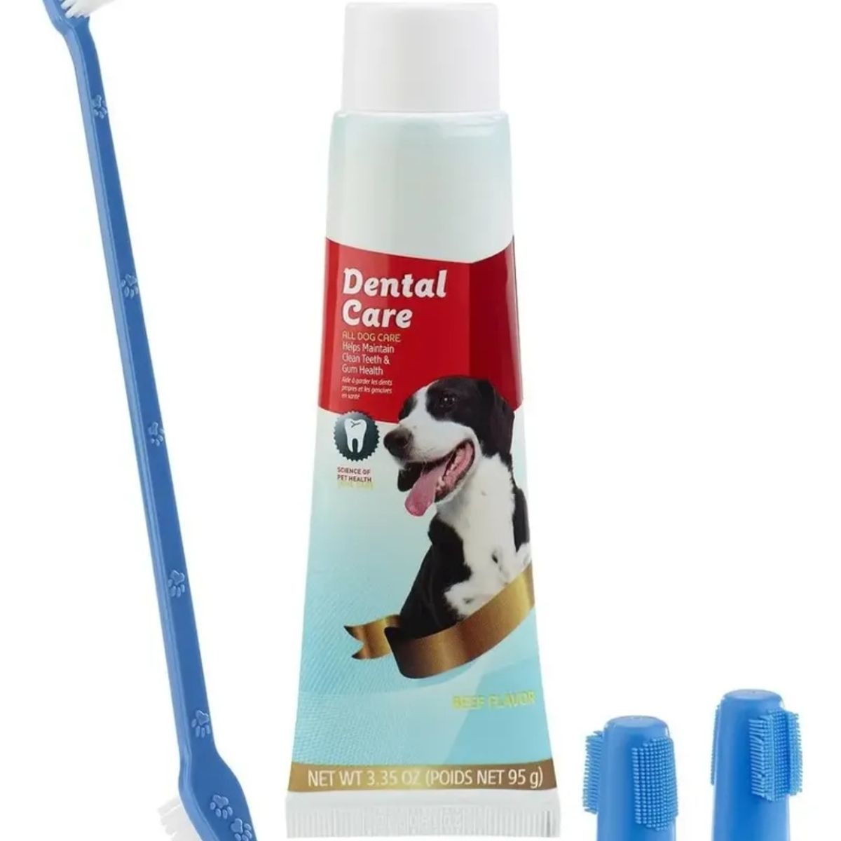 GENERICO - Pasta Dental Pet Show Perros Gatos Kit Cepillo Sabor Carne 95g