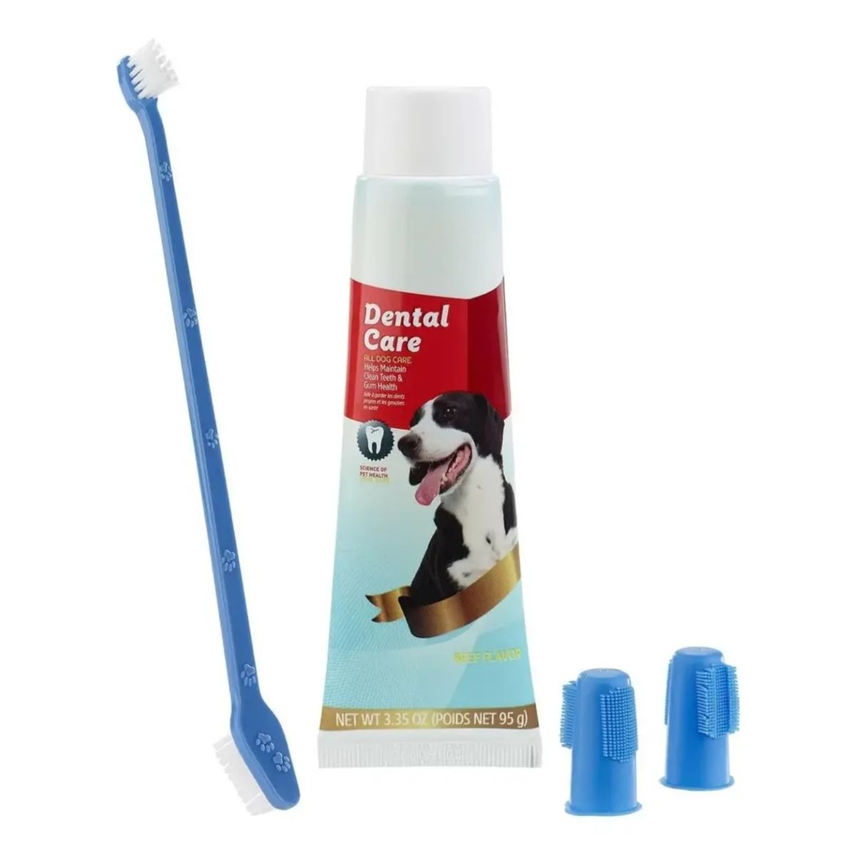 GENERICO - Pasta Dental Pet Show Perros Gatos Kit Cepillo Sabor Carne 95g